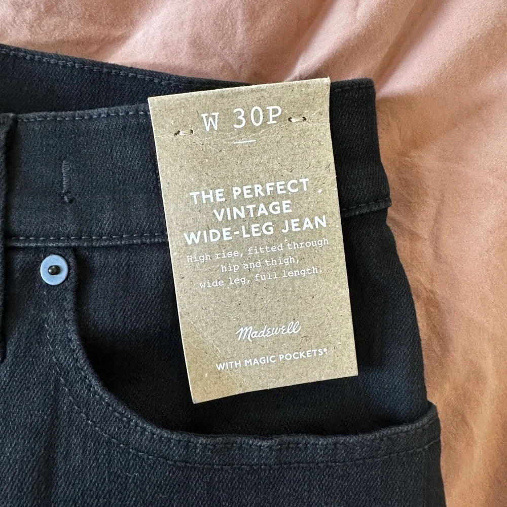 NWT Madewell Perfect Vintage Wide-Leg Jean Sz 30 Petite Women’s Black Rinse Wash